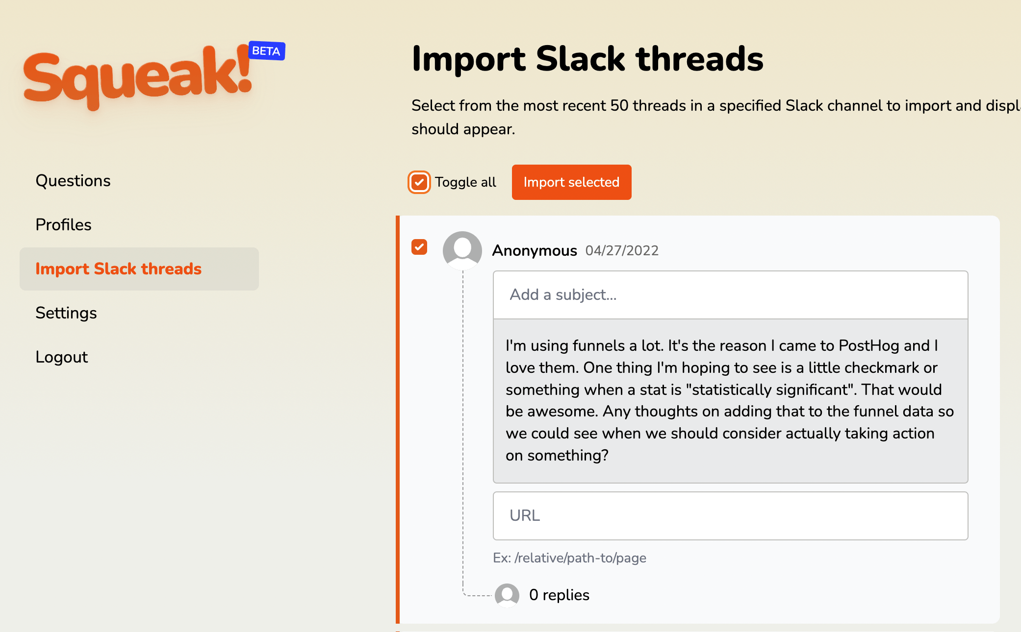 Moderators get notified in Slack